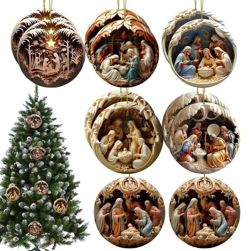 Julkrubba-ornament, träsnideri-motiv