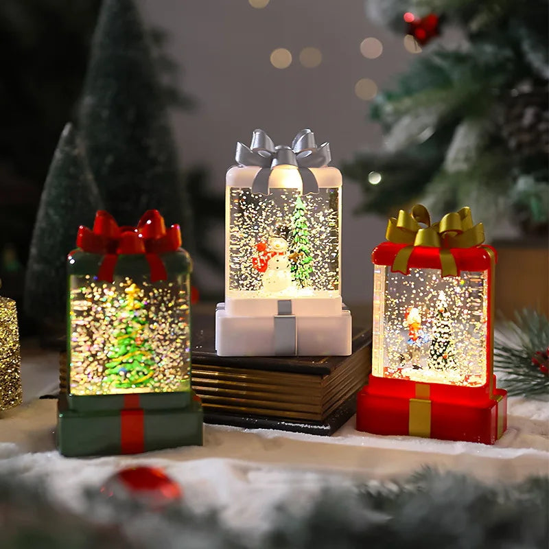 Lysande julklappsaskar med vinterscen, 3-set