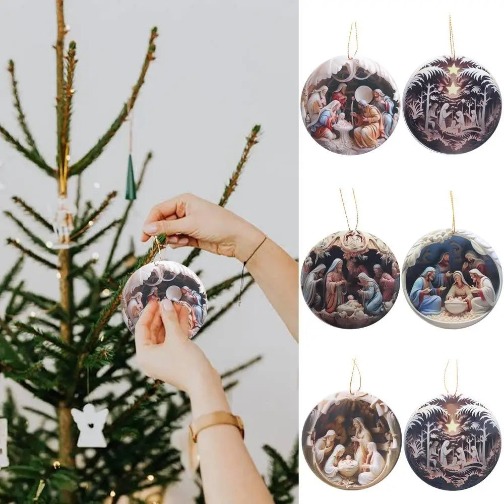 Julkrubba-ornament att hänga i granen