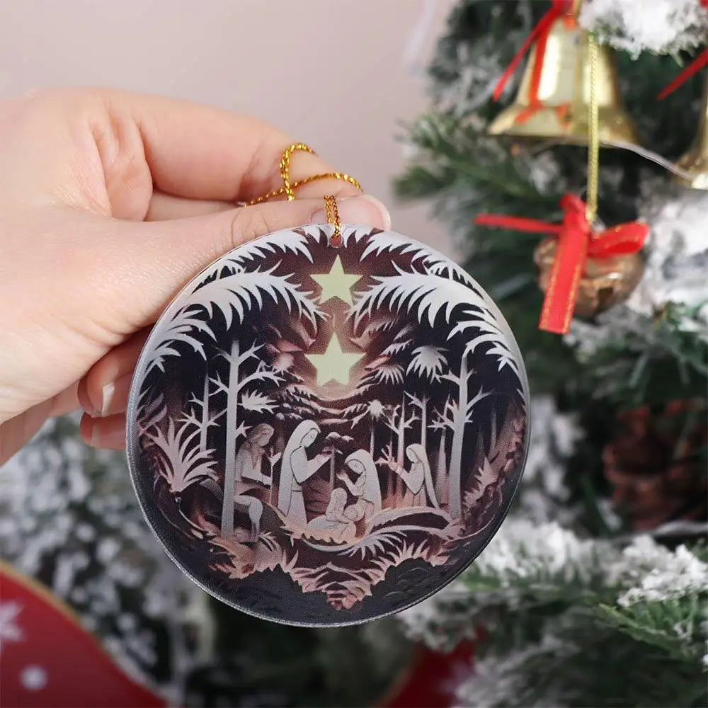 Julkrubba-ornament att hänga i granen