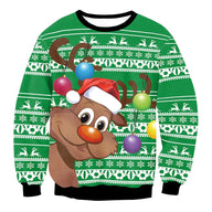 Motiv: Grön med ren och julgranskulor