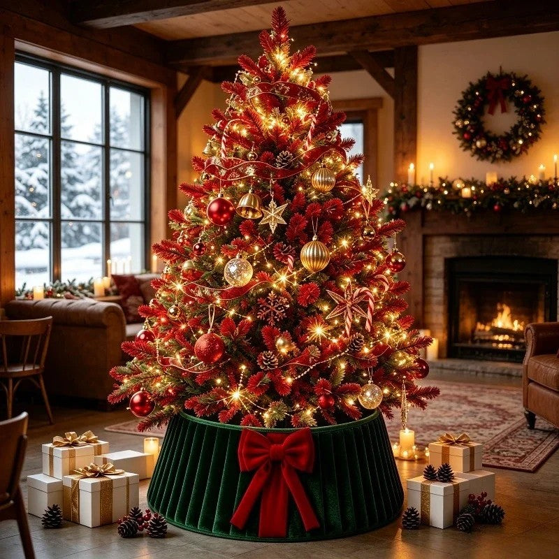 Julgransmatta i sammet med rosett vy 7